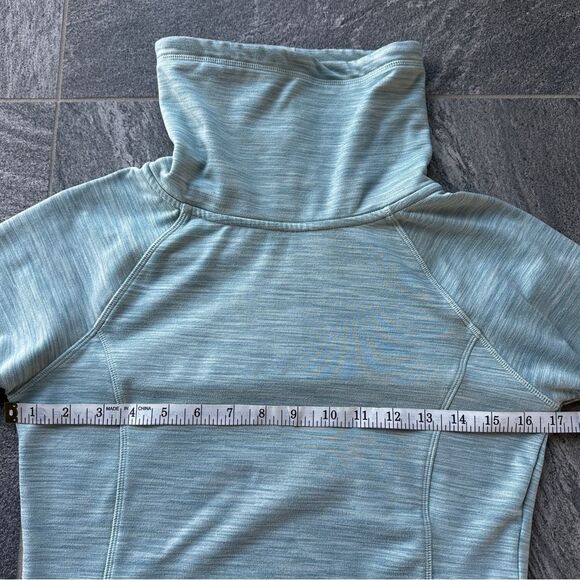 EUC Kyodan Pullover Heather Green Funnel Neck Thumbholes Zip Pockets Small - Picture 13 of 15